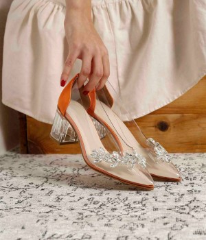 Loree Şeffaf Taş İşlemeli Topuklu Kadın Ayakkabı